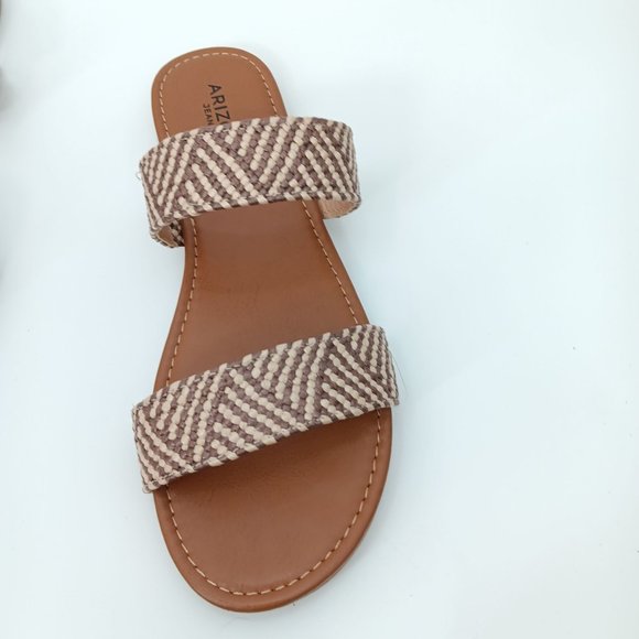 ARIZONA JEAN CO BROWN WOVEN SLIDE SANDALS SIZE 6M - Picture 6 of 14